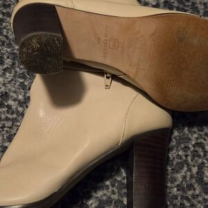 Ann Taylor Cream Heeled Boots for Women
